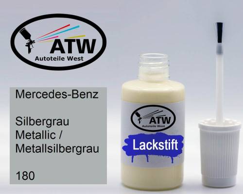 Mercedes-Benz, Silbergrau Metallic / Metallsilbergrau, 180: 20ml Lackstift, von ATW Autoteile West.